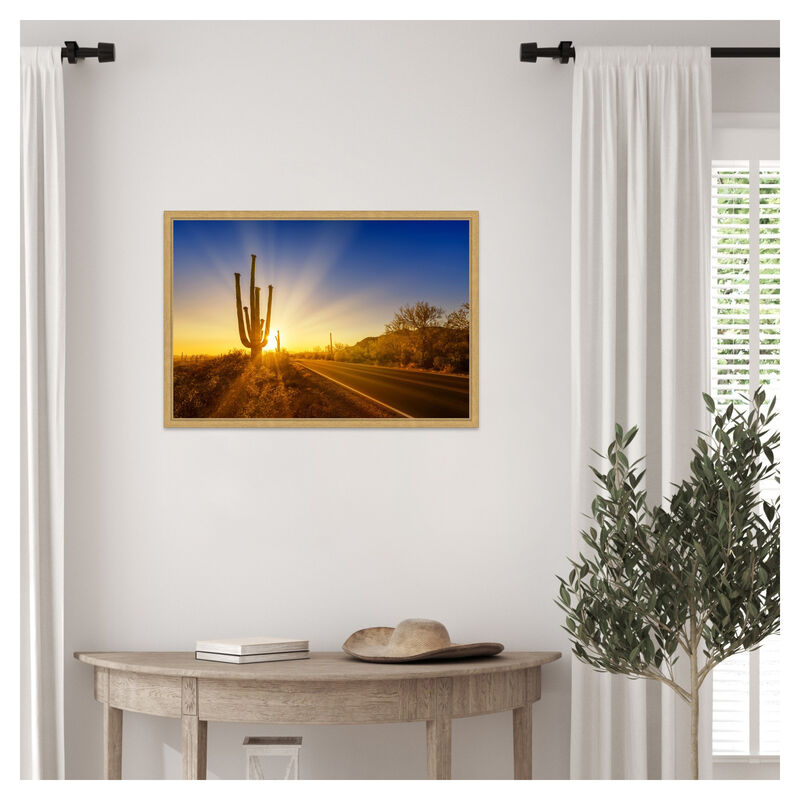 SAGUARO NATIONAL PARK Setting Sun by Melanie Viola Framed Canvas Wall Art