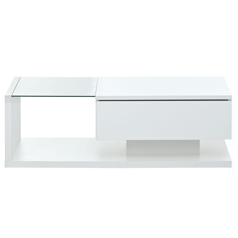 Merax Modern Coffee Table with Tempered Glass
