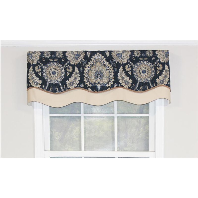 RLF Home Wakeshire Glory Valance Garnet. 3" Rod Pocket, Layered, Trimmed. 50"W X 16"L