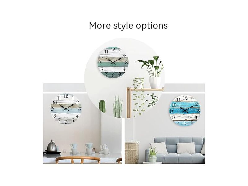 Rustic Wooden Coastal Beach White Wall Clock 14 Inch Silent Non Ticking Wood image number 3
