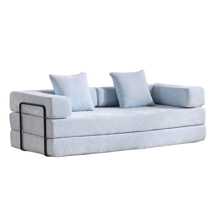 Whisen Chenille Convertible Folding Design Sectional Compression Sofa Floor Futon Couch