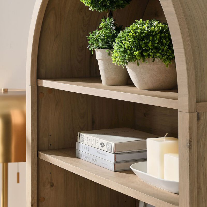 Nolan 74" Tall Wide Arched Storage Display Cabinet Bookshelf image number 7