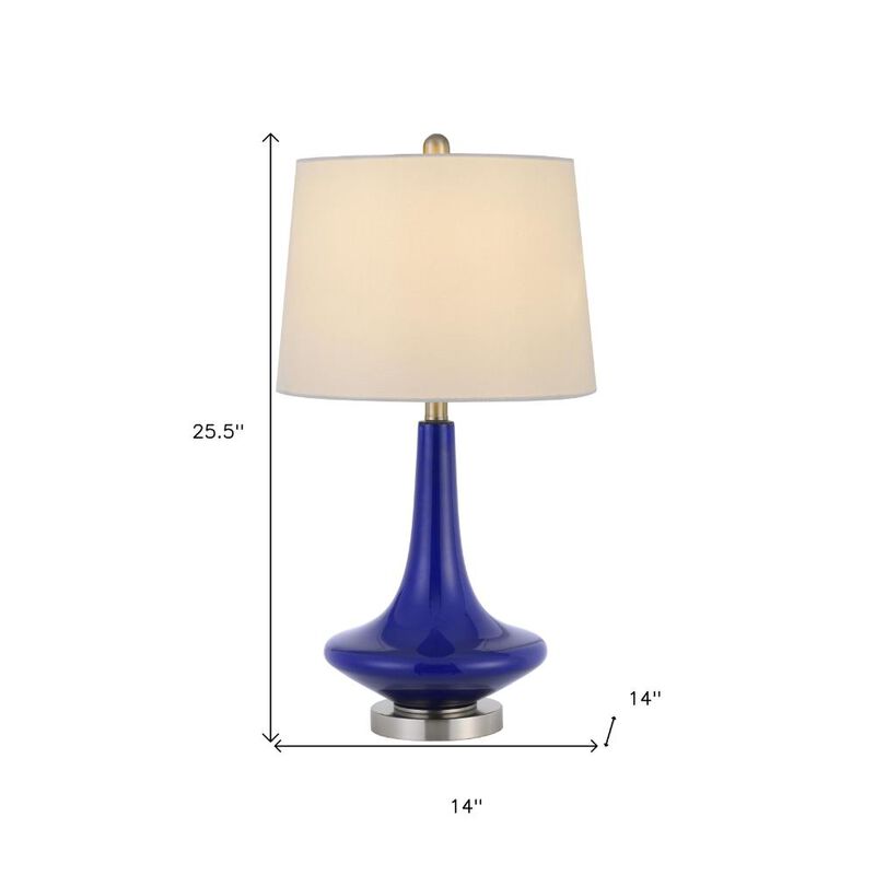 Hivvago Set Of Two 26" Silver Metal Two Light Bedside Table Lamps With White Globe Shade