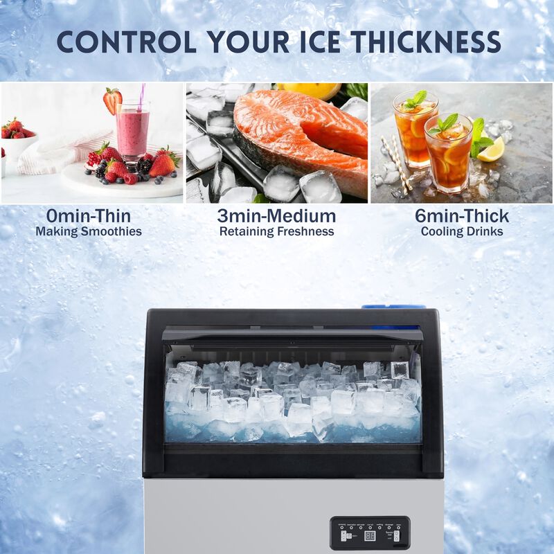 Commercial Ice Maker, 100 LBS/24H Self-Cleaning, 2 Water Inlet Modes&Storage Bin for Bar, Restaurant image number 4