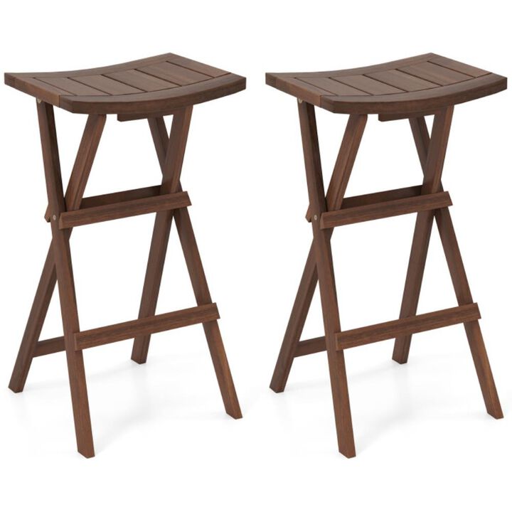 Hivvago Bar Stools Set of 2 with Saddle Seat and Footrest for Kitchen Island and Balcony
