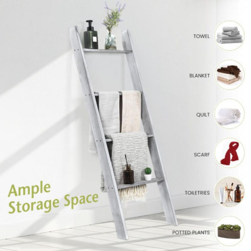4-Tier Wall Leaning Ladder Shelf Stand