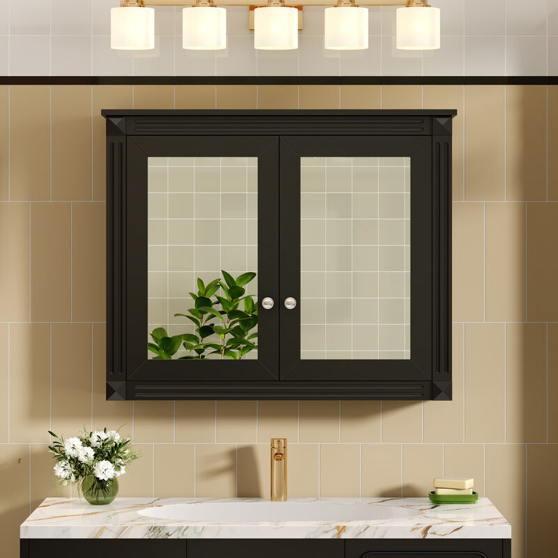ELEMENT ACE Stylish Wall-Mounted Mirror Cabinet with Adjustable Shelves image number 9