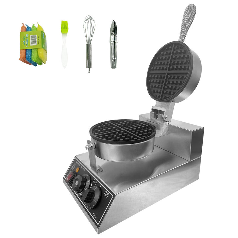 1200W Stainless Steel Waffle Maker, Nonstick Plate 122-572&deg;F Adjustable Temp&Timer for Home&Bakeries image number 0