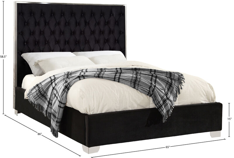 Meridian Furniture Lexi Black Velvet Queen Bed