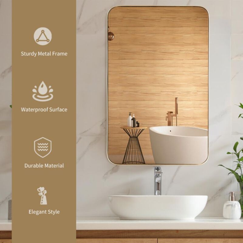 Hivvago Metal Frame Wall-Mounted Rectangle Mirror