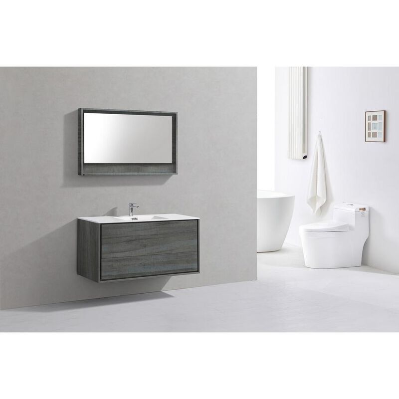 Kubebath DeLusso 48 Single Sink Ocean Gray Wall Mount Modern Bathroom Vanity