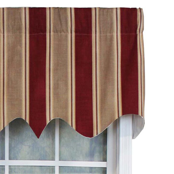 RLF Home Bodega Stripe Window Treatment Regal Valance 3" Rod Pocket 50" x 17" Mauve Red