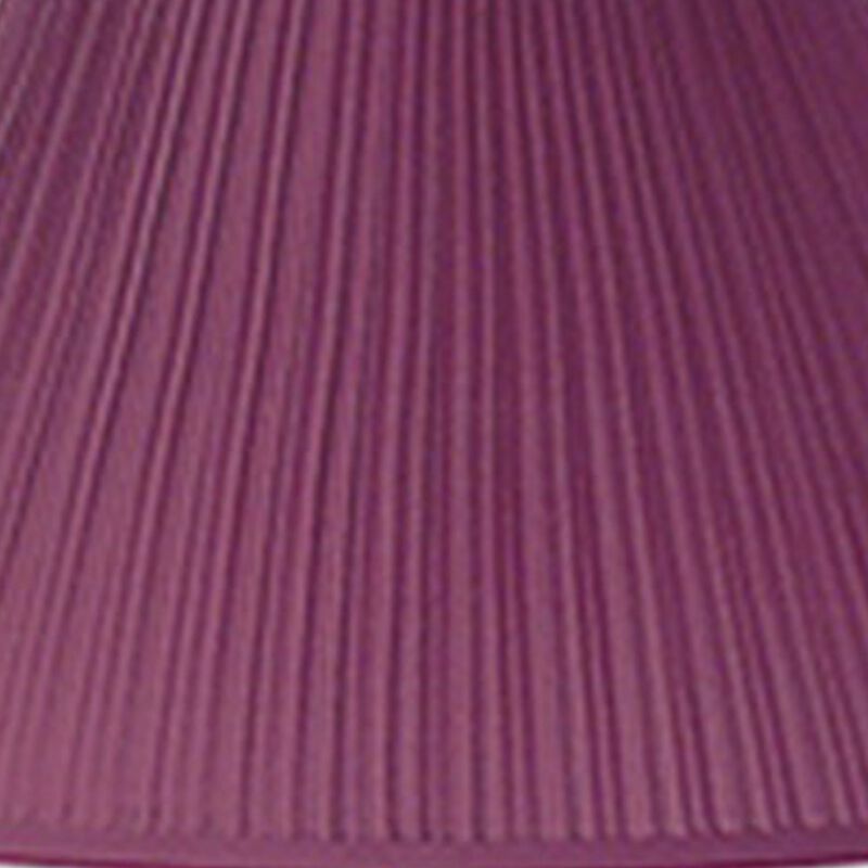 Stalk Design Metal Floor Lamp with Fabric Pleated Shade, Pink-Benzara image number 2