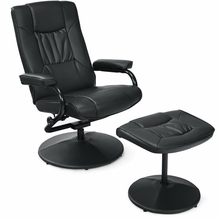 360&deg; PVC Leather Swivel Recliner Chair with Ottoman