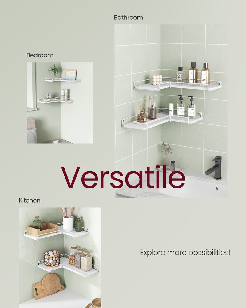 Corner Shelf Wall Mount Space Saving Design with Sleek Finish (Set of 2)