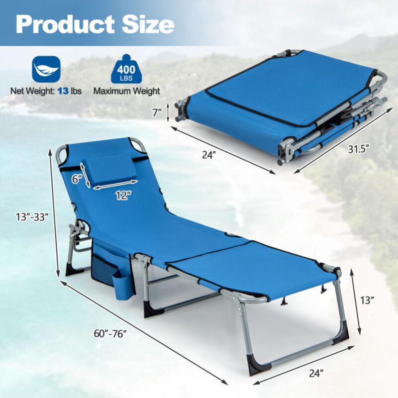Hivvago 5-position Outdoor Folding Chaise Lounge Chair