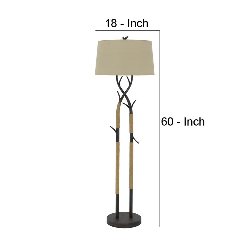 60 Inch Metal Tree Branch Base Floor Lamp, Dimmer, Black image number 5