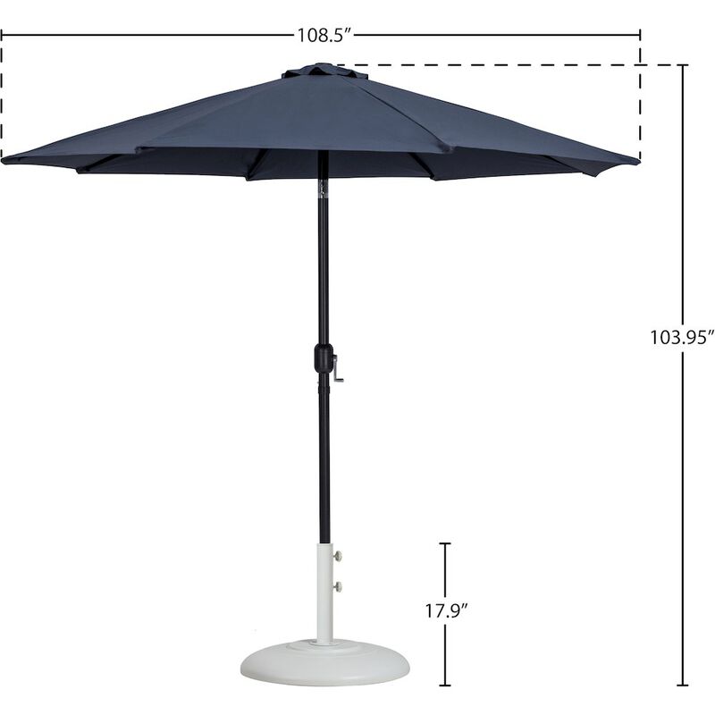 Meridian Furniture Fiji Grey Fabric / Matte White Aluminum Patio Umbrella with Base Sets