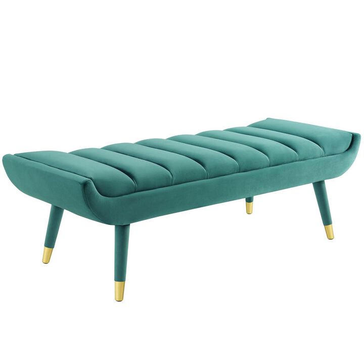 Guess Channel Tufted Performance Velvet Accent Bench-Benzara