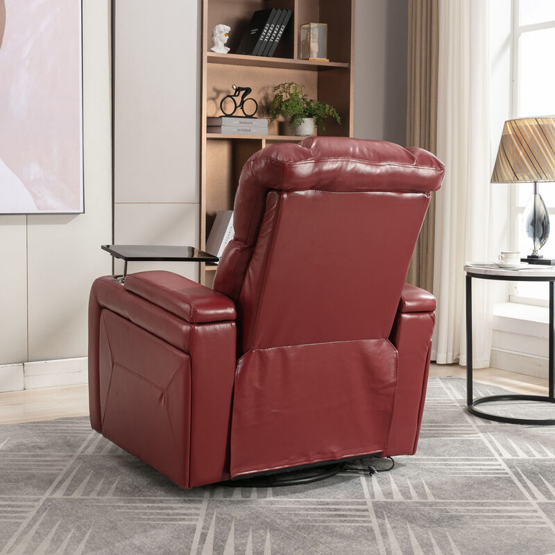 Merax 270 Degree Swivel PU Leather Power Recliner Individual Seat Home Theater Recliner with Comforable Backrest image number 9