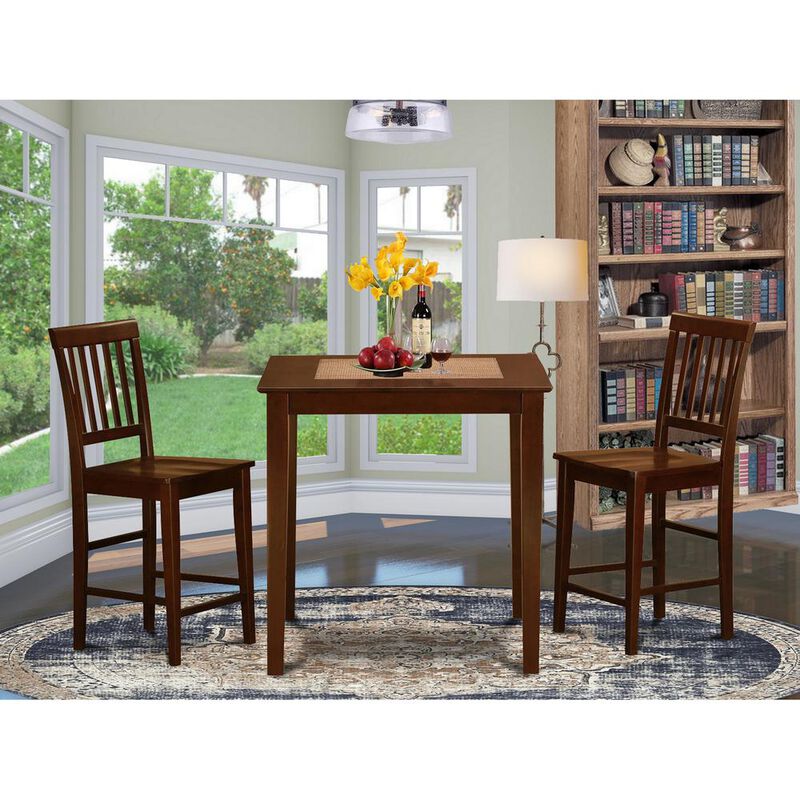 East West Furniture 3  Pc  pub  Table  set-counter  height  Table  and  2  Kitchen  Chairs.
