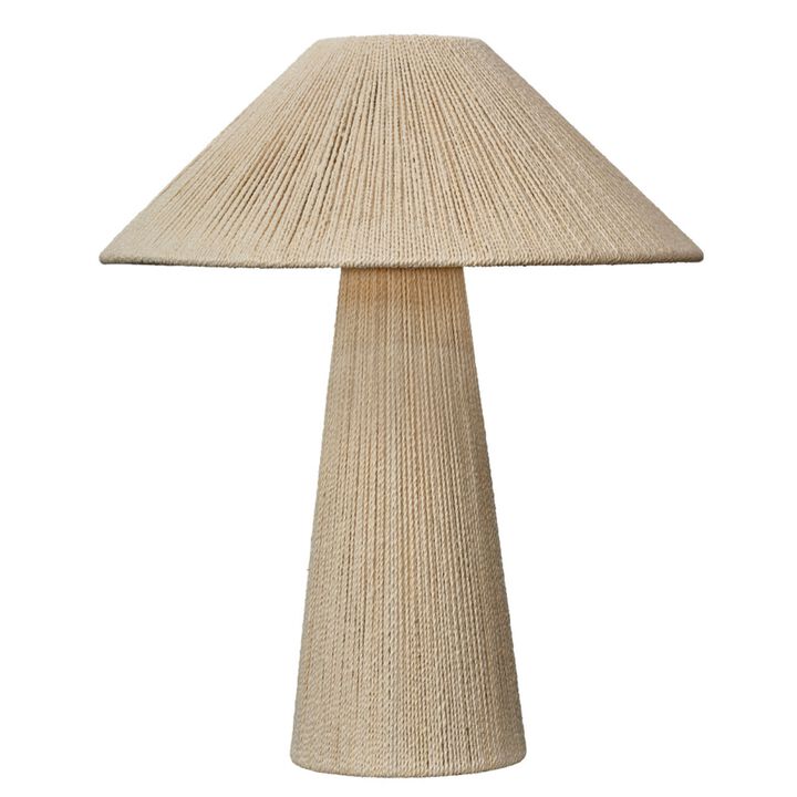 Liya 18 Inch Table Lamp, Cone Shade, Tapered Base, Off White Texture Finish - Benzara