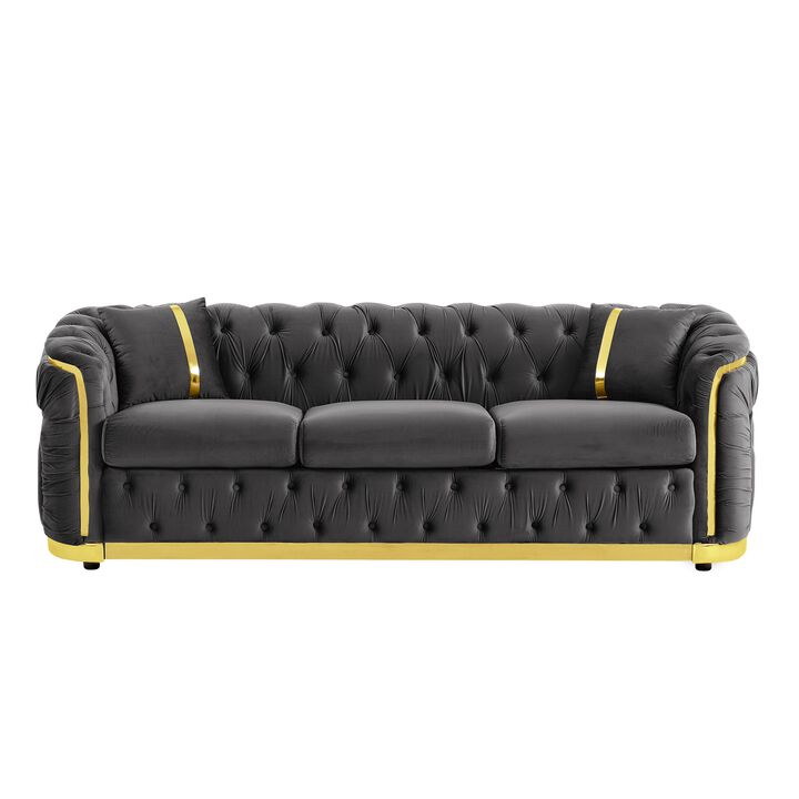 Kotpom Velvet Chesterfield Sofa