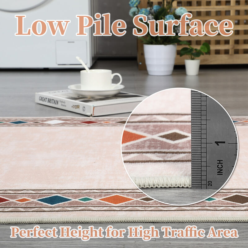 8X10 FT Washable Area Rugs Rugs for Living Room Bordered Rug Geometric Solid Rug Clearance Non Slip image number 3