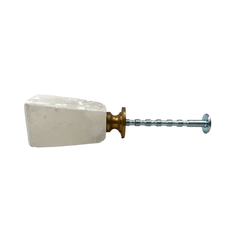 HomeRoots Set of Six White Cylindrical Knob Stone Drawer Pull Knobs image number 2