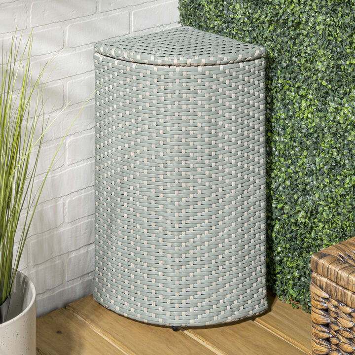Chloe All-Weather Wicker/Metal Corner Hideaway Outdoor Trash Can
