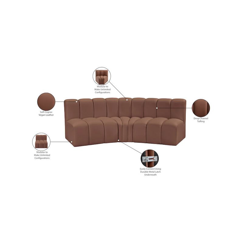 Meridian Furniture Arc Cognac Vegan Leather Modular Sofa