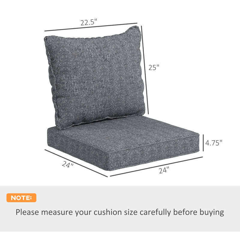 Outsunny 4 Patio Chair Cushions with Seat Cushion & Backrest, Fade Resistant Seat Replacement Cushion Set for Outdoor Garden Furniture, Gray