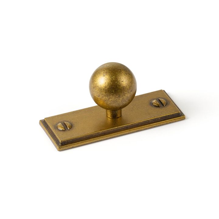 Goo-Ki 1.0''(24mm) Dia Antique Brass Cabinet Knob with Backplate,Retro Zinc Alloy Drawer Knobs,6 Packed