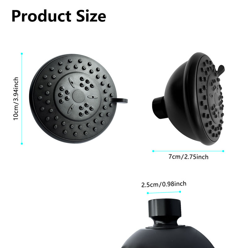 Fixed High-Pressure Rainfall Shower Head, 3 Spray Settings, Adjustable Swivel Ball Joint for Easy Positioning