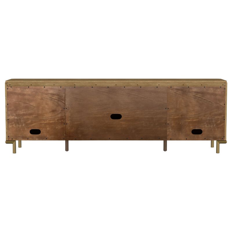 Fij TV Stand Media Console, Drawers, Rattan Cane Doors, Brown Wood 80 Inch image number 4