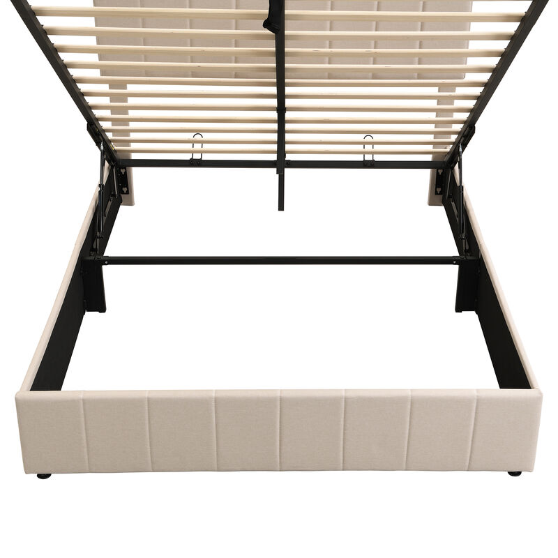 Merax Upholstered Platform bed with a Hydraulic Storage System
