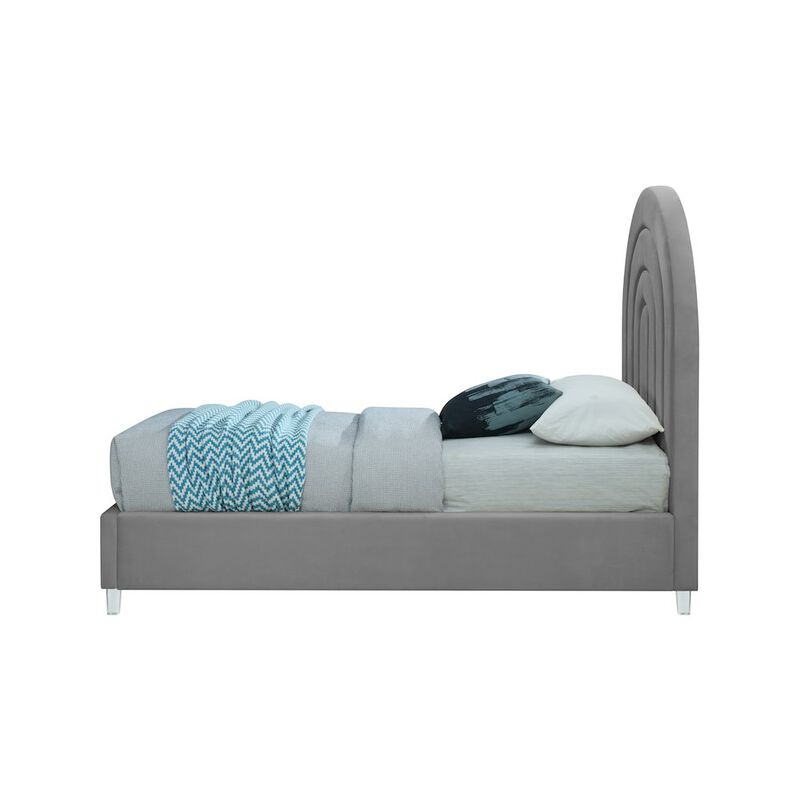 Meridian Furniture Rainbow Grey Velvet Twin Bed