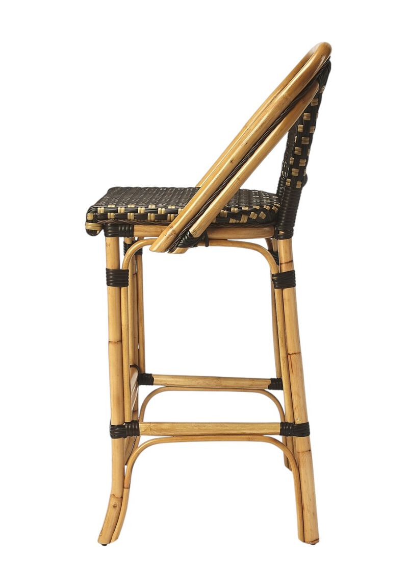 HomeRoots 26" Brown And Natural Rattan Counter Height Bar Chair image number 2