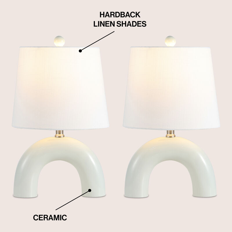 Zadie 17.75" Scandinavian Minimalist Ceramic Arch LED Table Lamp