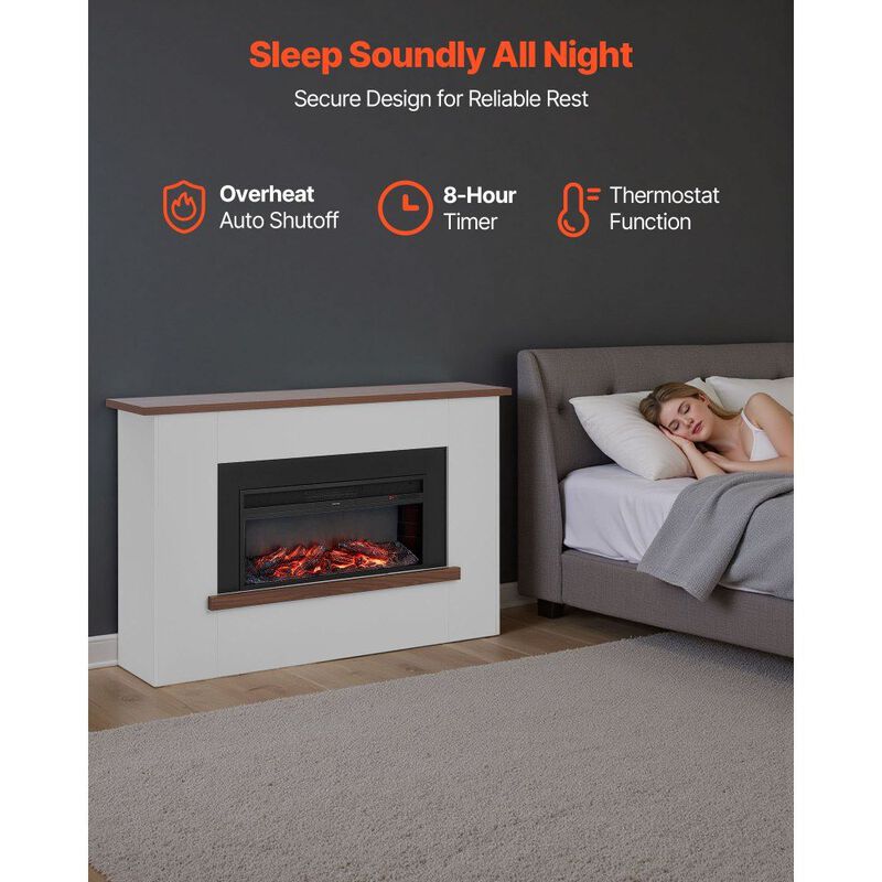 Freestanding Fireplace Heater 1500W with Adjustable Flames, Timer and Remote-White image number 7