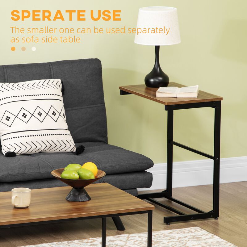 Industrial Living Room Set: 2 Nesting Tables with Metal Frame