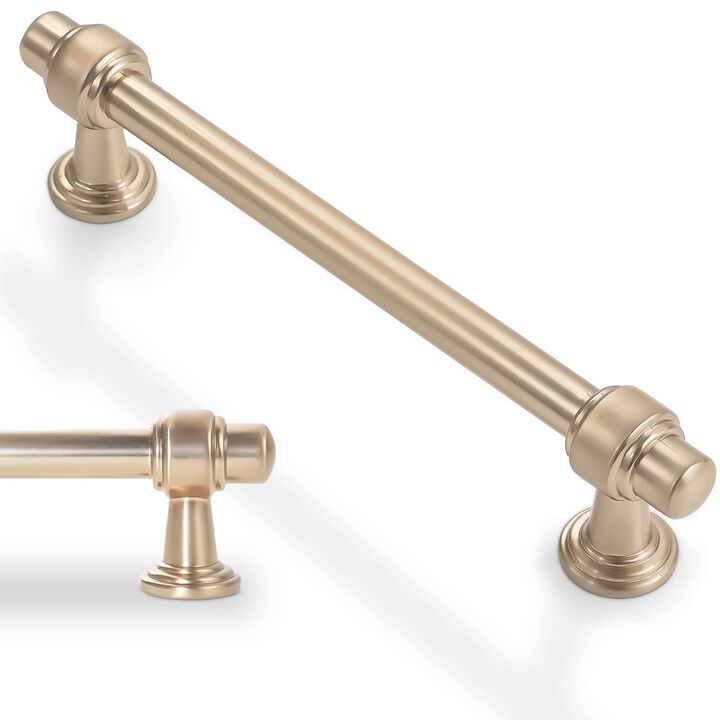 BUKOBYHE 10 Pack 6-1/4 Inch Kitchen Cabinet Handles Champagne Bronze Cabinet Pulls Zinc Alloy Drawer Pulls Kitchen Hardware