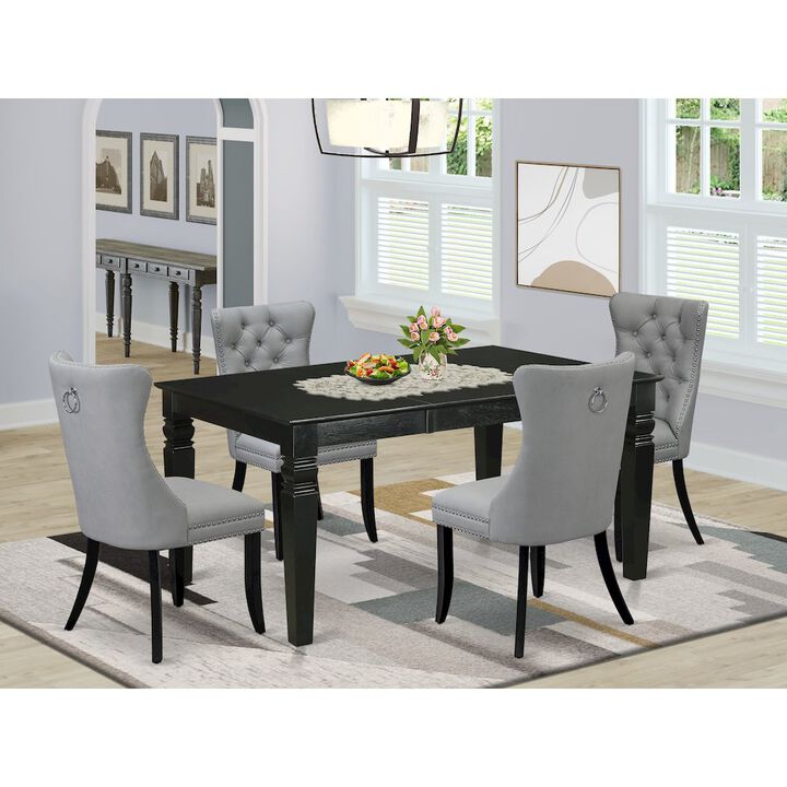 5 Piece Dining Table Set Contains a Rectangle Wooden Table with Butterfly Leaf