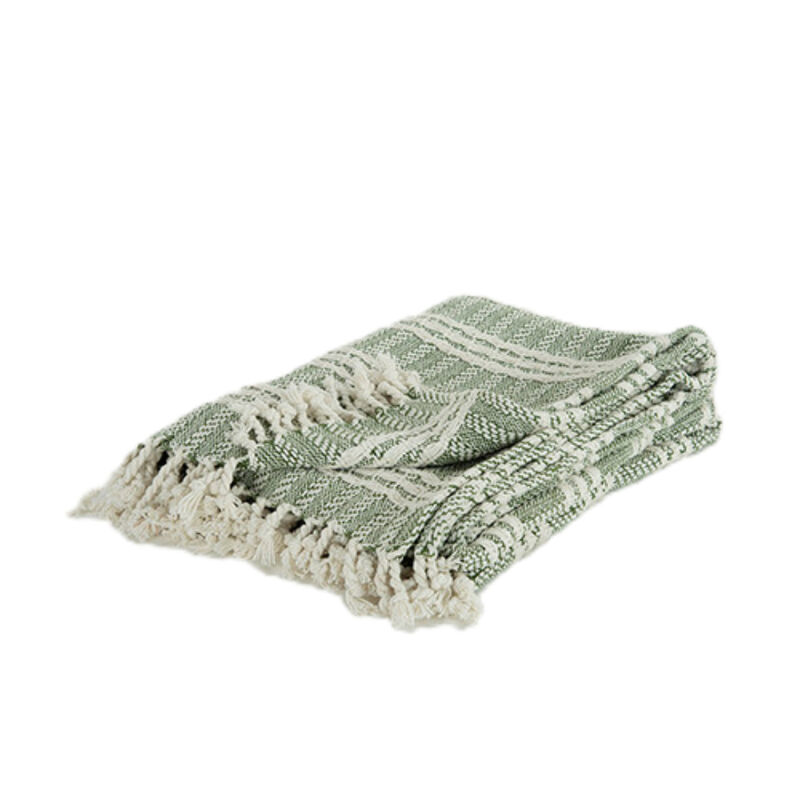 HomeRoots Green Woven 100% Cotton Throw Blanket image number 0