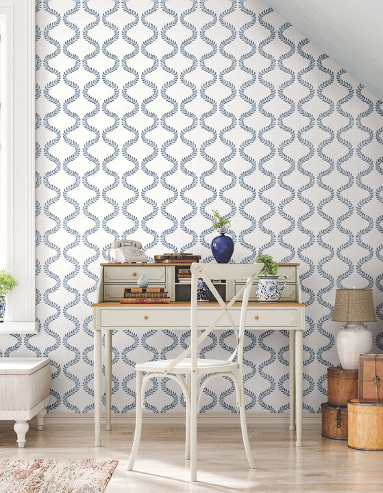 Florentine Blue Vine Trellis Peel & Stick Wallpaper