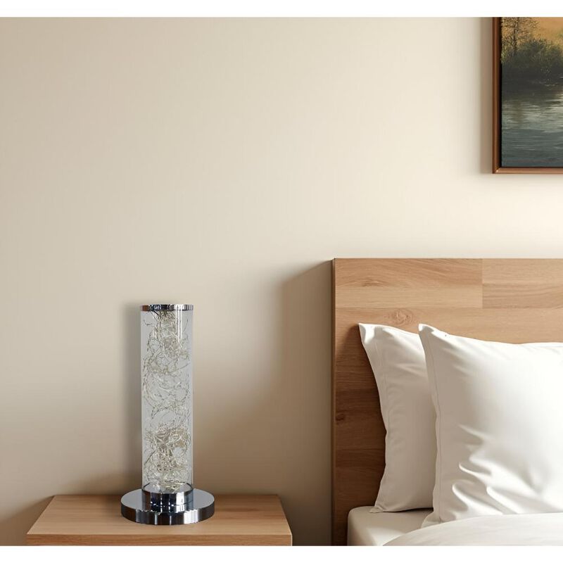 Hivvago 13" Silver Metal Column LED Table Lamp