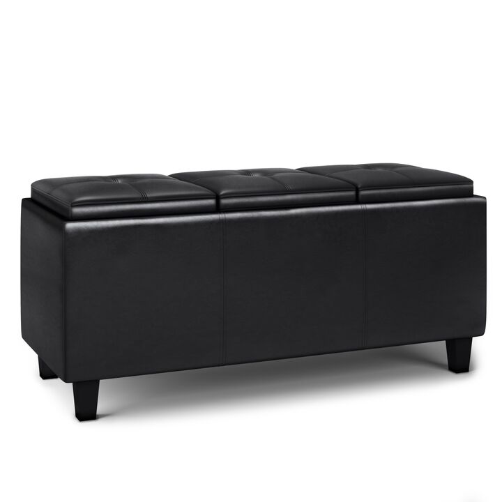 Avalon 42 in Wide Rectangle Tray Storage Ottoman with Lift Up Lids