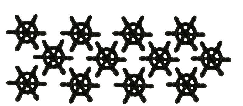 Dark Brown Cast Iron Nautical Ship Wheel Drawer Pulls or Cabinet Knobs Set of 12 image number 2