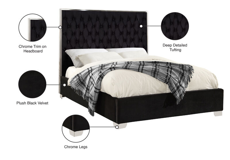 Meridian Furniture Lexi Black Velvet Queen Bed