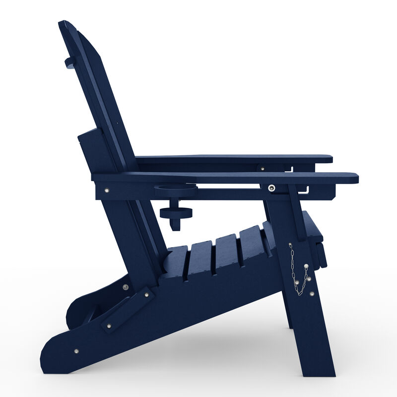 WestinTrends Folding Adjustable Adirondack Chair with Retractable Ottoman and Cup Holder image number 2